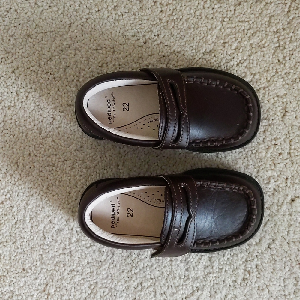 pediped Brown Leather Baby Walker Loafers